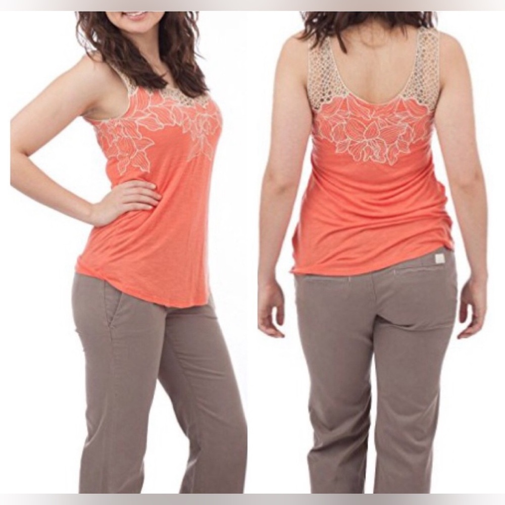 Anthropologie Yoana Baraschi Embroidered Crochet Boho Leaf Sleeveless Top Size M